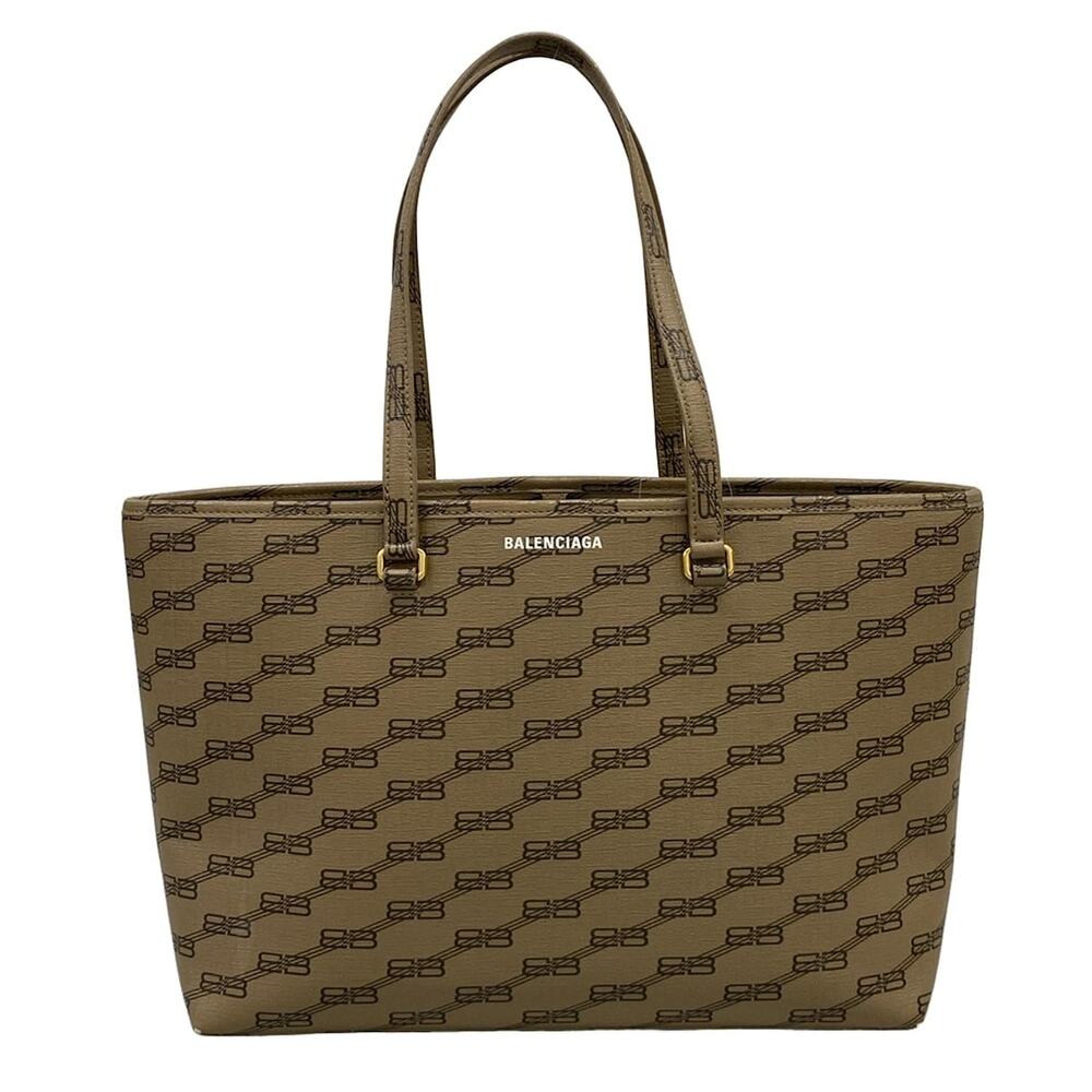 Balenciaga BB Monogram Signature medium shopper Tote Bag 702698 Brown Black - Picture 1 of 15